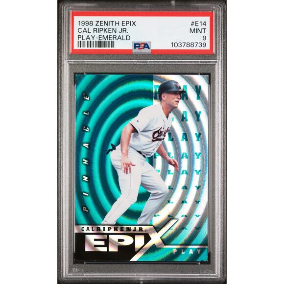 1998 Zenith Epix Play-Emerald #E14 Cal Ripken Jr PSA 9 Baltimore Orioles - Pop 2 - Picture 1 of 3